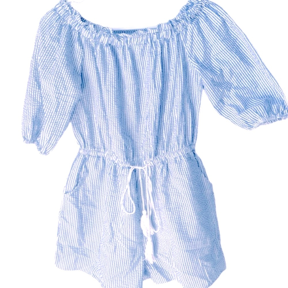 Seersucker cotton romper off the shoulder size medium